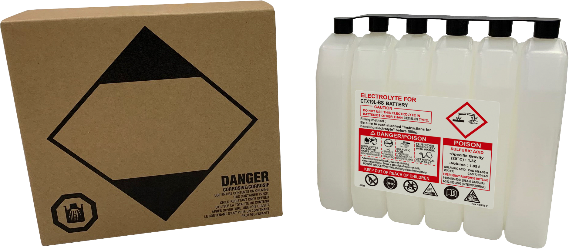 Fire Power 1050CC CTX Sealed Battery Electrolyte Pack for Maintenance - Free Batteries - Kelly Motorsports