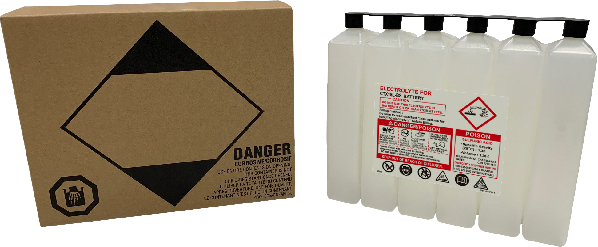 Fire Power 1200cc Sealed Battery Electrolyte Pack for Maintenance - Free Batteries - Kelly Motorsports