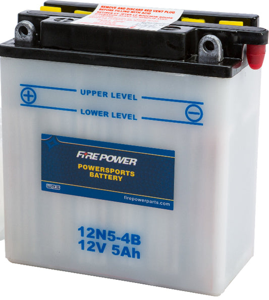FIRE POWER 12N5 - 4B 12V Motorcycle Battery with Acid Pack for Honda Models - Kelly Motorsports