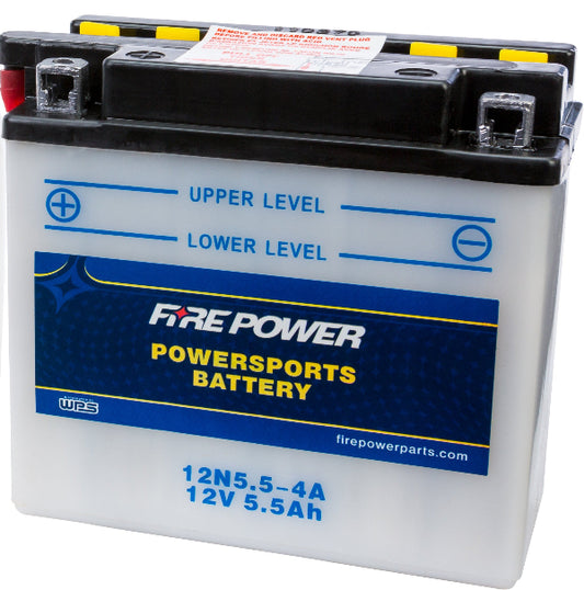 Fire Power 12N5.5 - 4A Motorcycle Battery with Acid Pack for Kawasaki Models - Kelly Motorsports