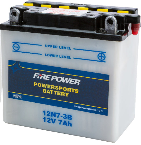 Fire Power 12N7 - 3B 12V Motorcycle Battery with Acid Pack for Yamaha and Kawasaki Models - Kelly Motorsports
