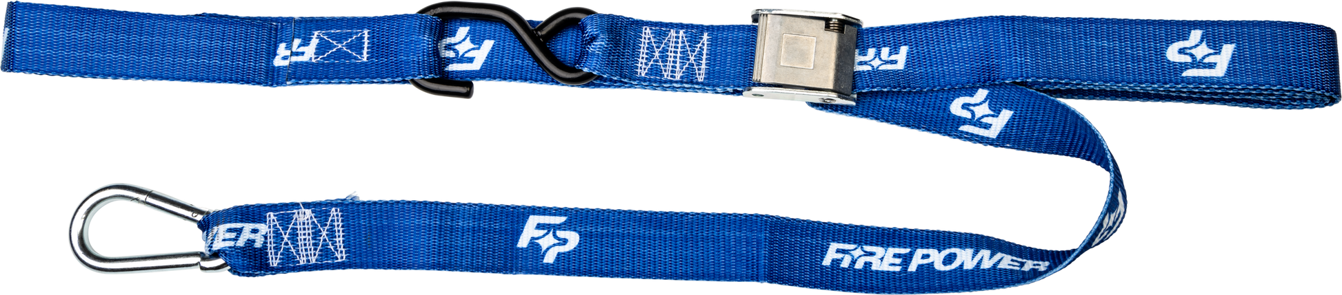FIRE POWER 1.5 - inch Tie Down Soft Tie Blue Pair – Heavy Duty Nylon Webbing with Cam Buckle and Vinyl - Coated S Hooks - Kelly Motorsports