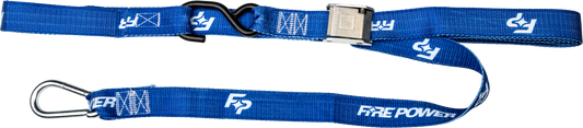 FIRE POWER 1.5 - inch Tie Down Soft Tie Blue Pair – Heavy Duty Nylon Webbing with Cam Buckle and Vinyl - Coated S Hooks - Kelly Motorsports