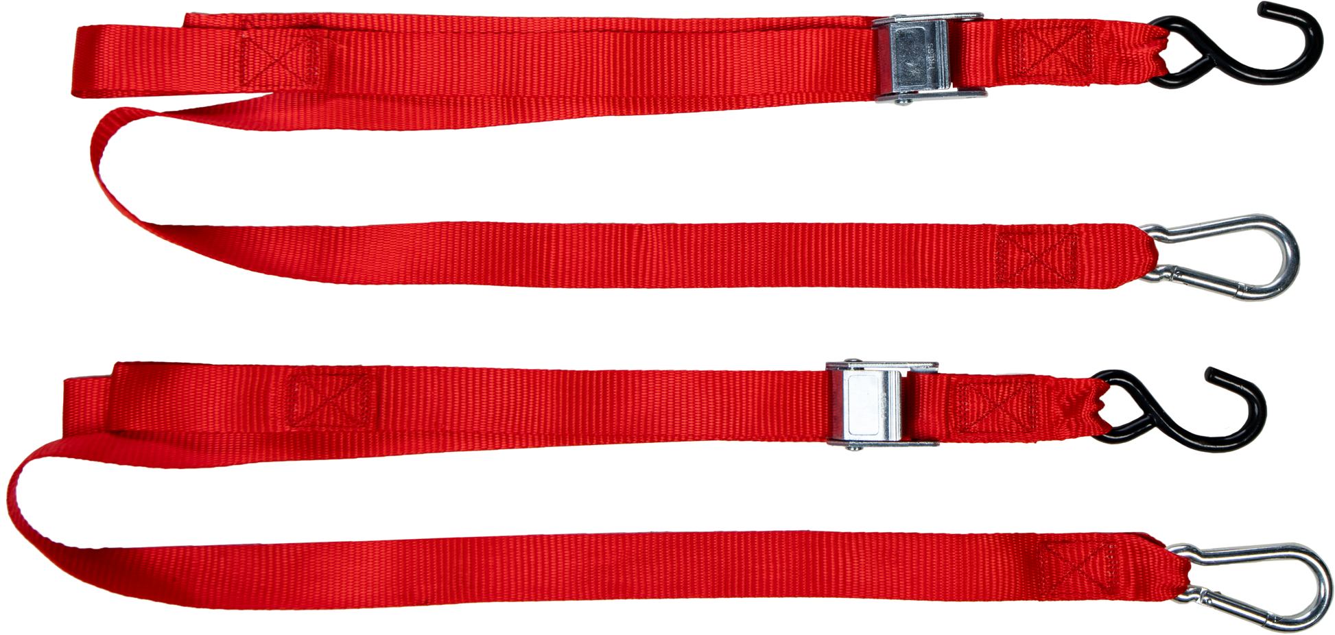 FIRE POWER 1.5 - inch x 6 - foot Tie Down Straps Pair with Cam Buckle and Vinyl Coated S - Hooks - Kelly Motorsports