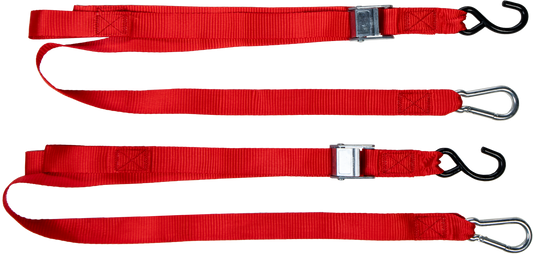 FIRE POWER 1.5 - inch x 6 - foot Tie Down Straps Pair with Cam Buckle and Vinyl Coated S - Hooks - Kelly Motorsports