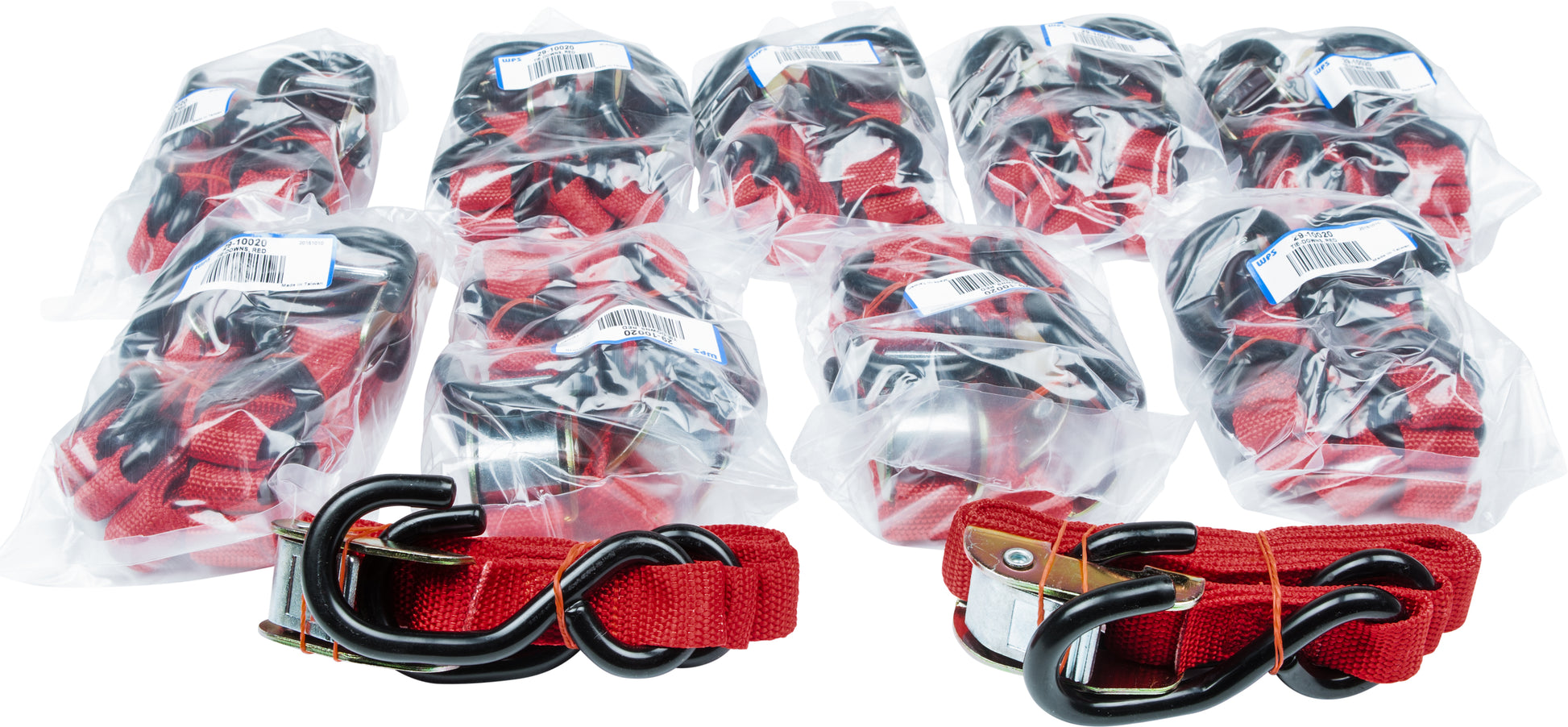 Fire Power 21261BULK 1 - Inch Red Tie Down Straps, 10 Pairs for Secure Cargo - Kelly Motorsports