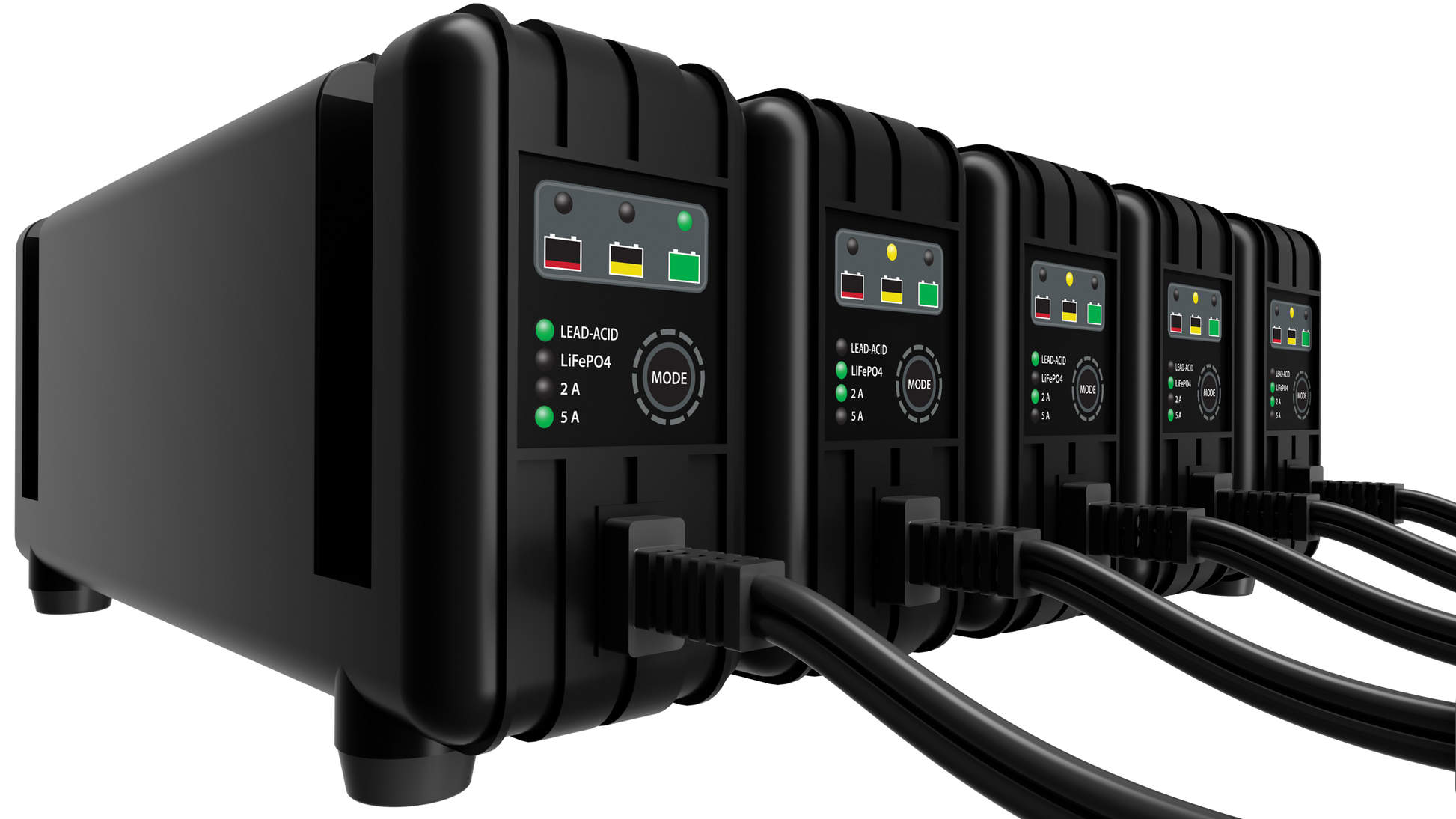 FIRE POWER 5 Bank Battery Charger 12V 2A/5A – Fully Automatic Lead - Acid and Lithium Battery Maintainer - Kelly Motorsports