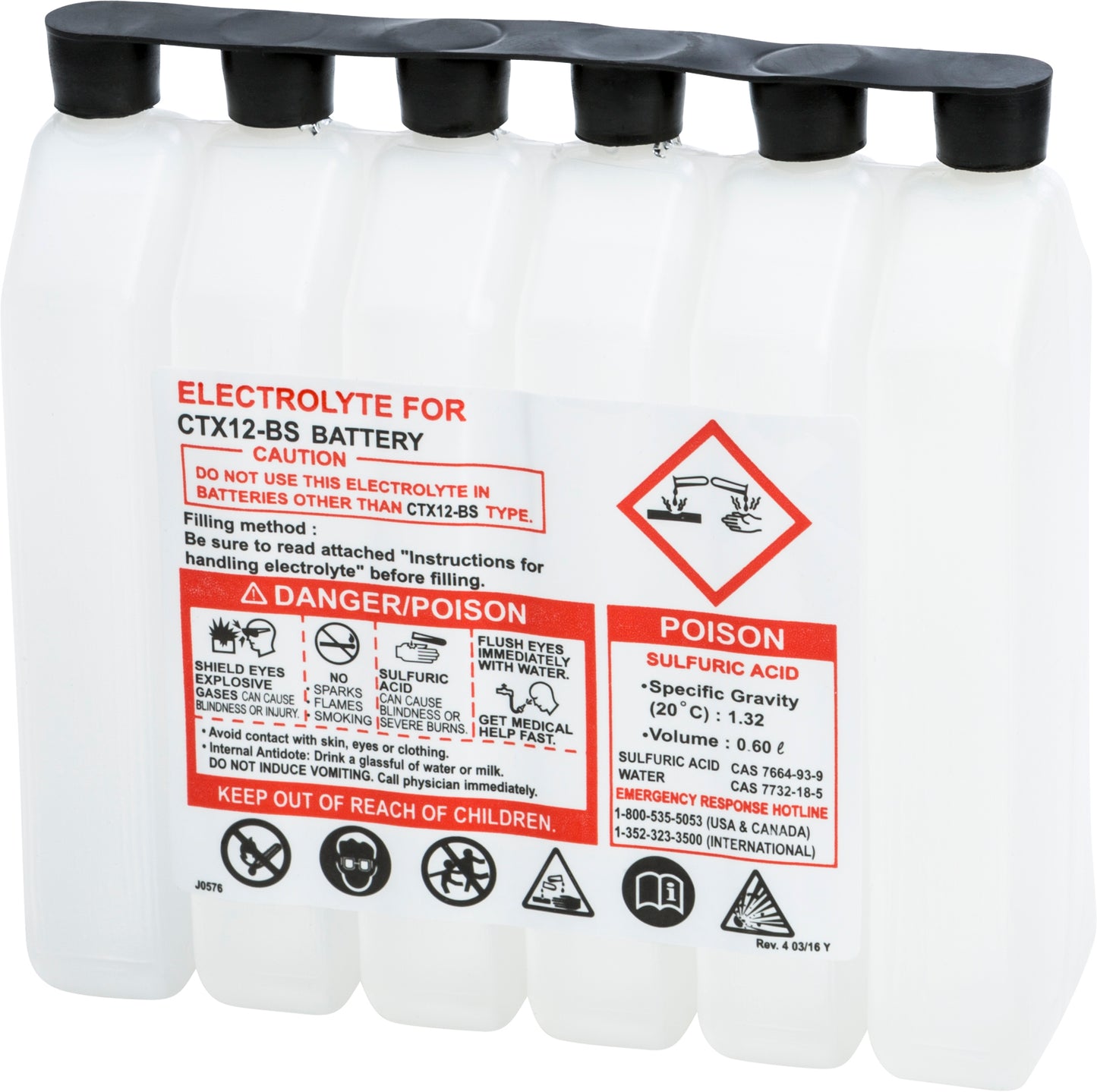Fire Power 600CC CTX Sealed Battery Electrolyte Pack for Maintenance - Free Batteries - Kelly Motorsports