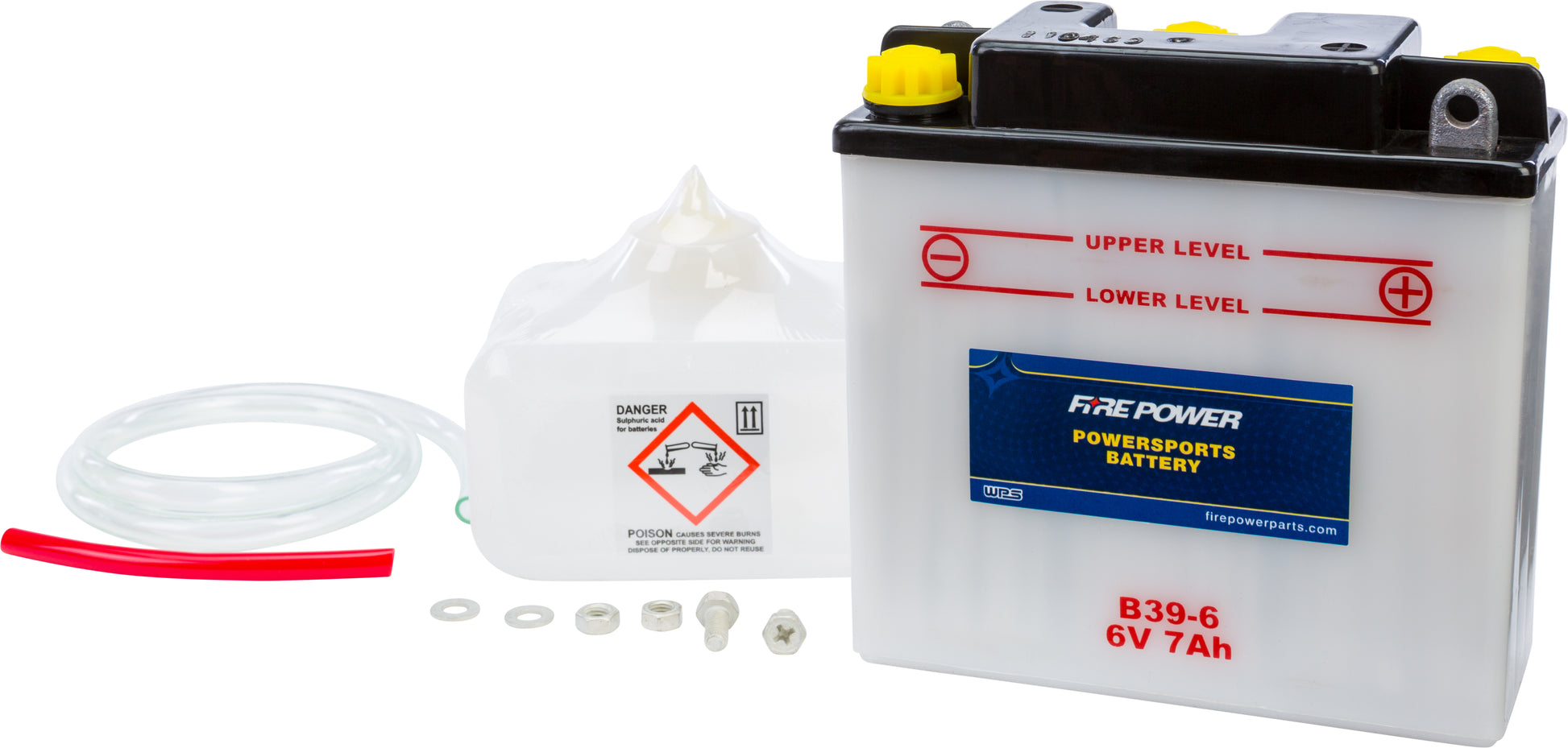 FIRE POWER B39 - 6 6V Battery with Acid - High Cold Cranking Amp, Durable Construction - Kelly Motorsports