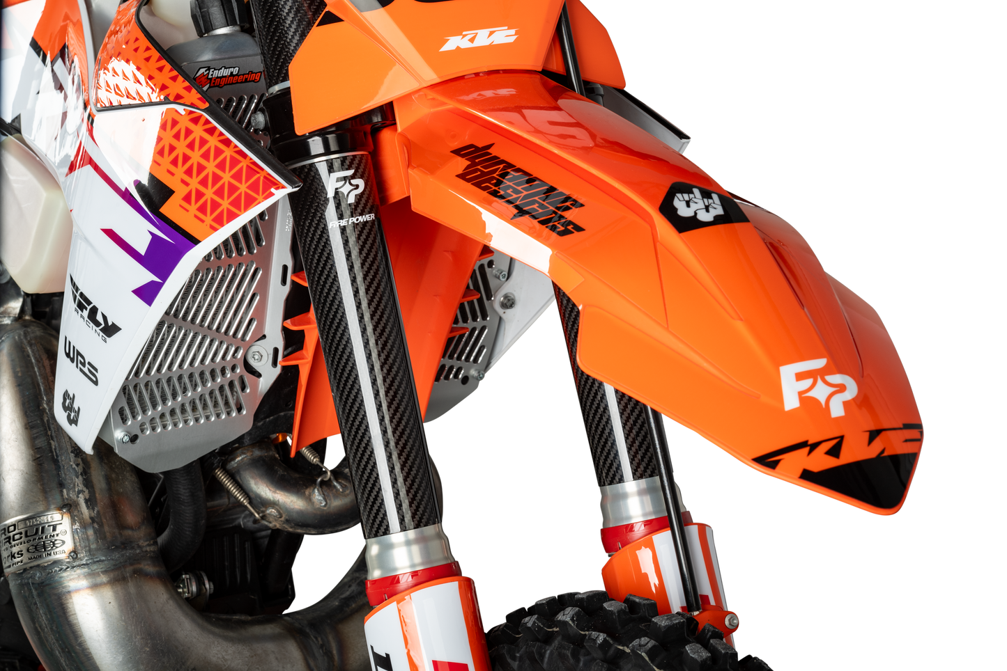 Fire Power Carbon Fiber Fork Shield Lower for 52mm x 10.2 inches Motorcycle Forks - Kelly Motorsports