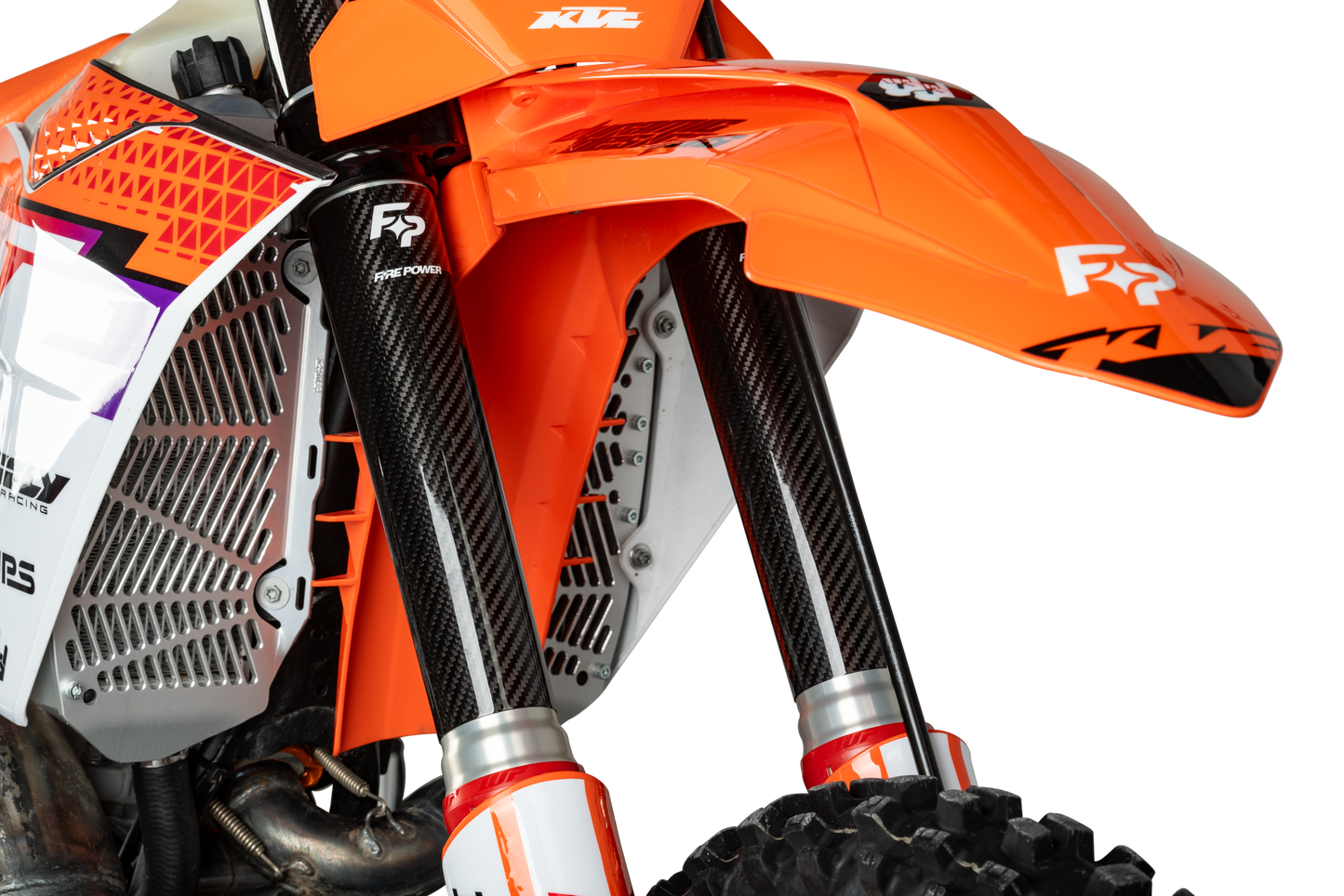 Fire Power Carbon Fiber Fork Shield Lower for 52mm x 10.2 inches Motorcycle Forks - Kelly Motorsports