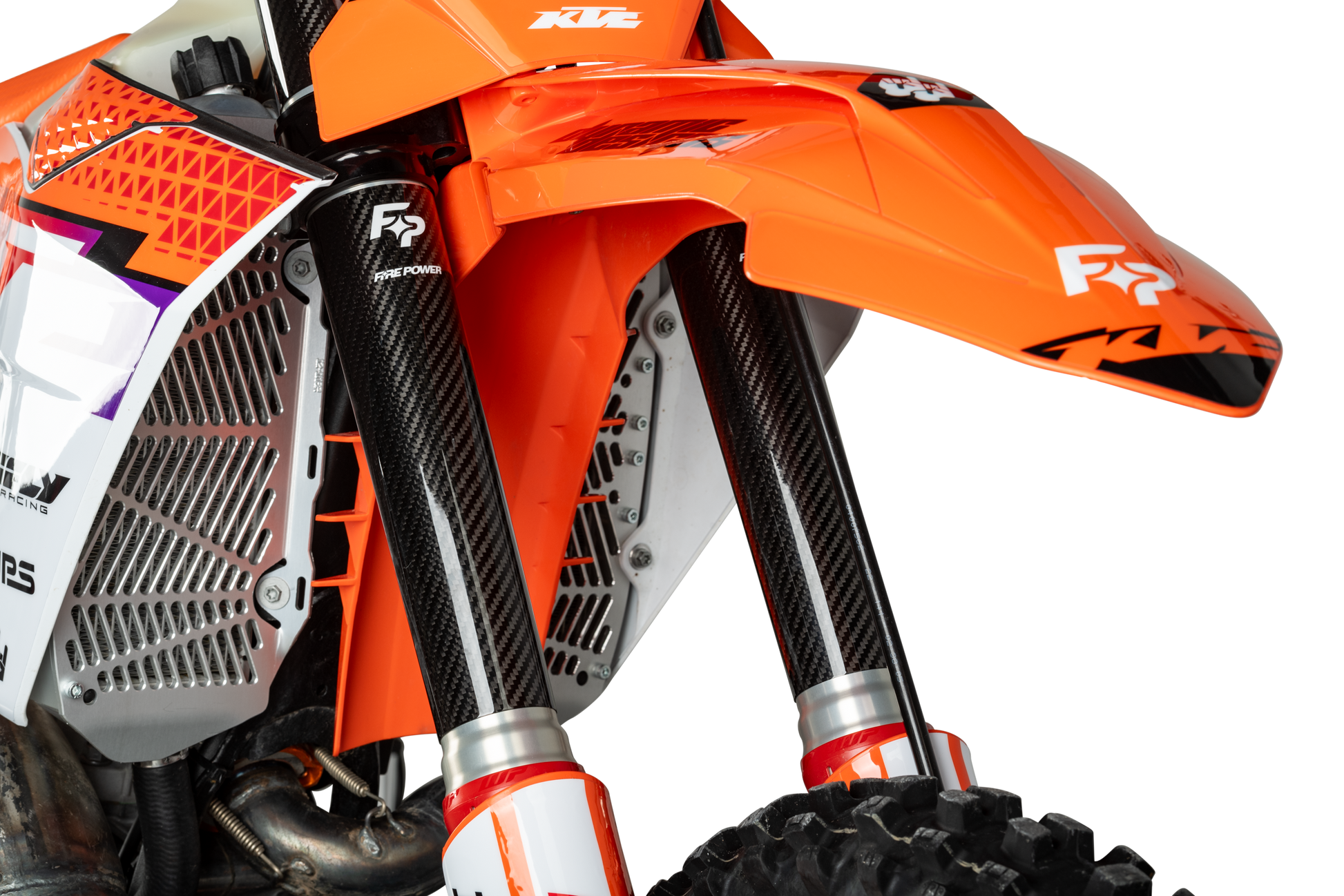 Fire Power Carbon Fiber Fork Shield Lower for 52mm x 10.2 inches Motorcycle Forks - Kelly Motorsports
