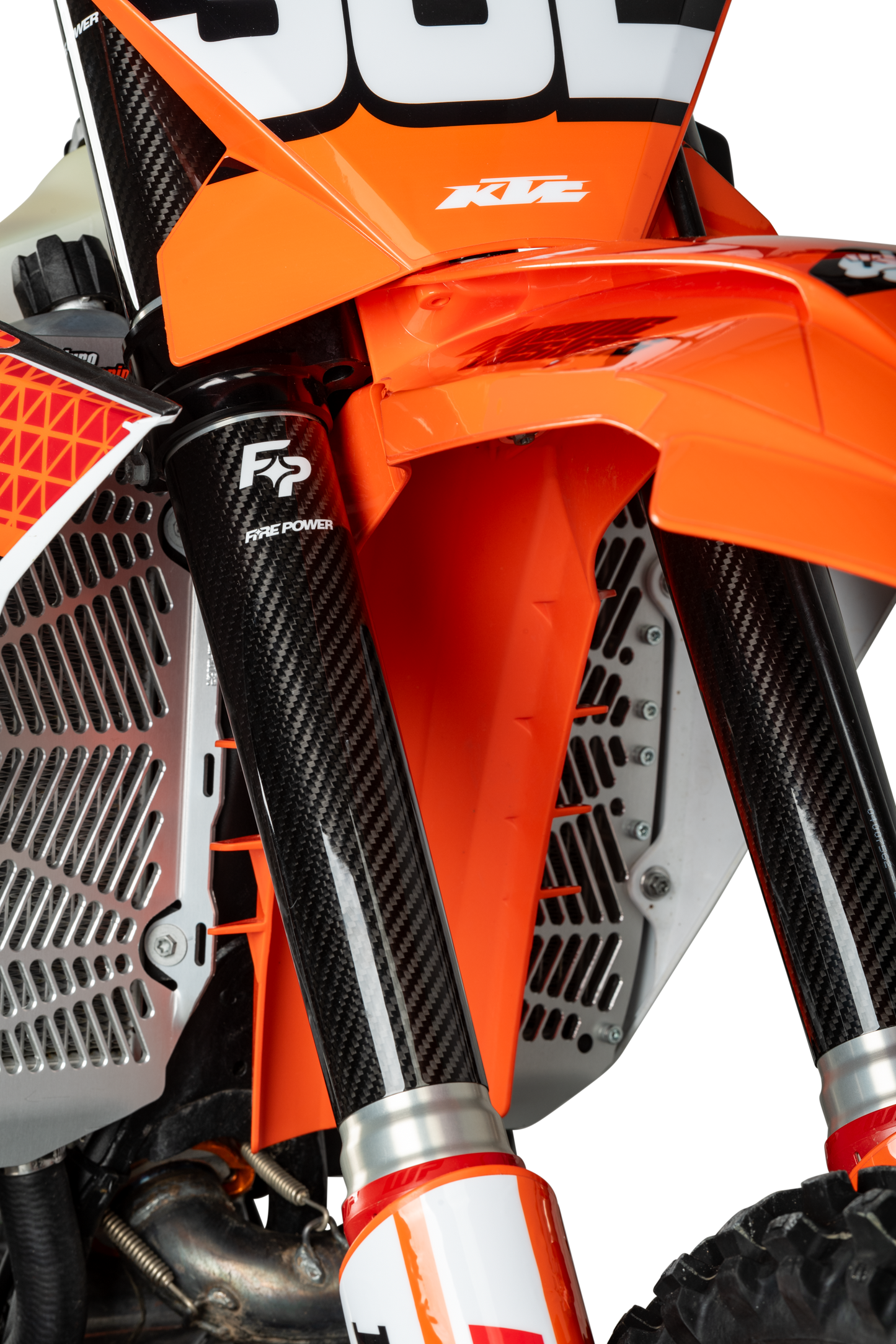 Fire Power Carbon Fiber Fork Shield Lower for 52mm x 10.2 inches Motorcycle Forks - Kelly Motorsports