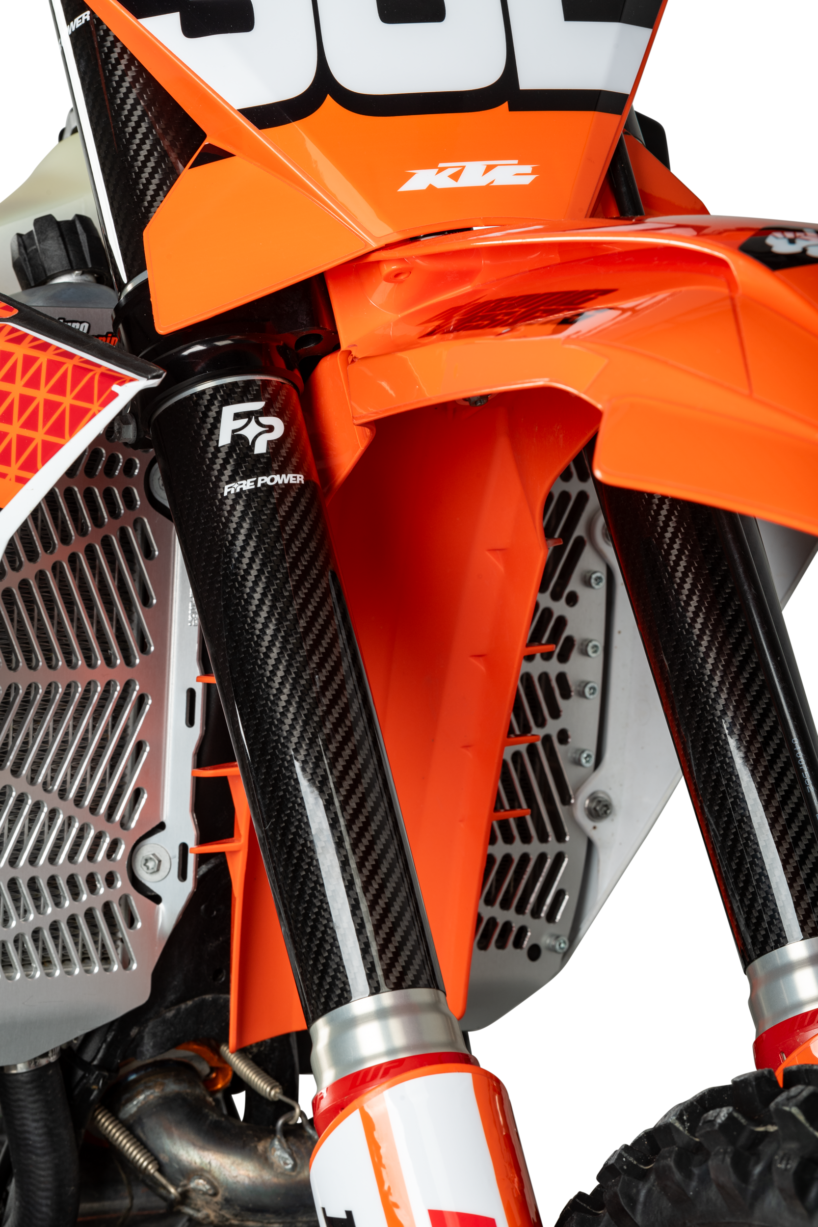 Fire Power Carbon Fiber Fork Shield Lower for 52mm x 10.2 inches Motorcycle Forks - Kelly Motorsports