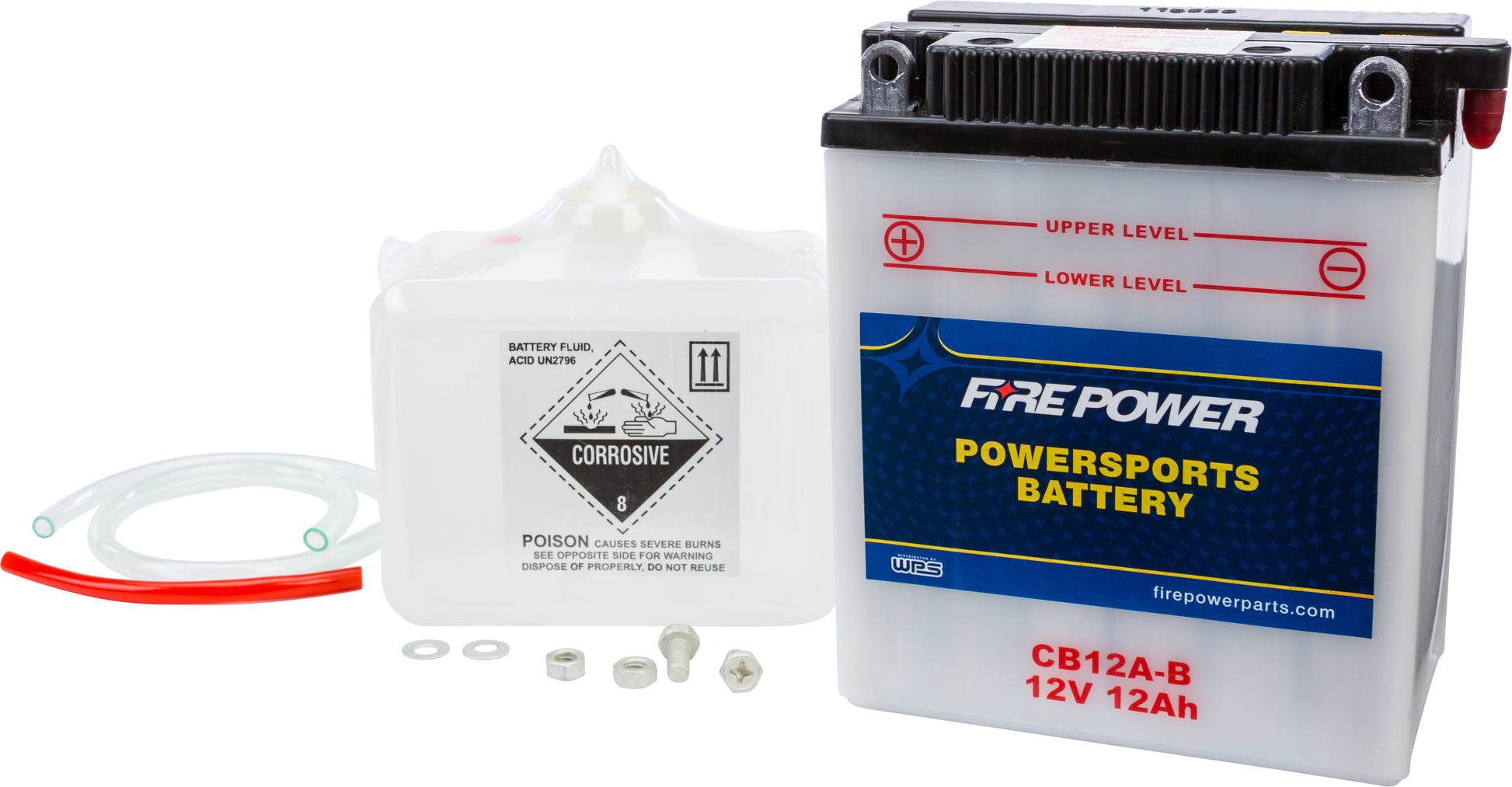 Fire Power CB12A - B Heavy Duty 12V Motorcycle Battery with Acid Pack - Kelly Motorsports