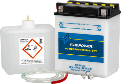 FIRE POWER CB14 - A2 Heavy Duty 12V Battery with Acid Pack for Arctic Cat Vehicles - Kelly Motorsports