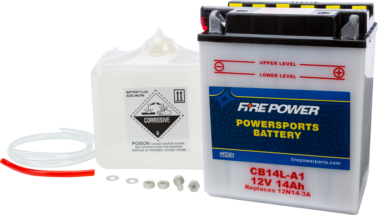 Fire Power CB14L - A1 12V Heavy Duty Motorcycle Battery with Acid Pack for Honda CB700SC Nighthawk S - Kelly Motorsports