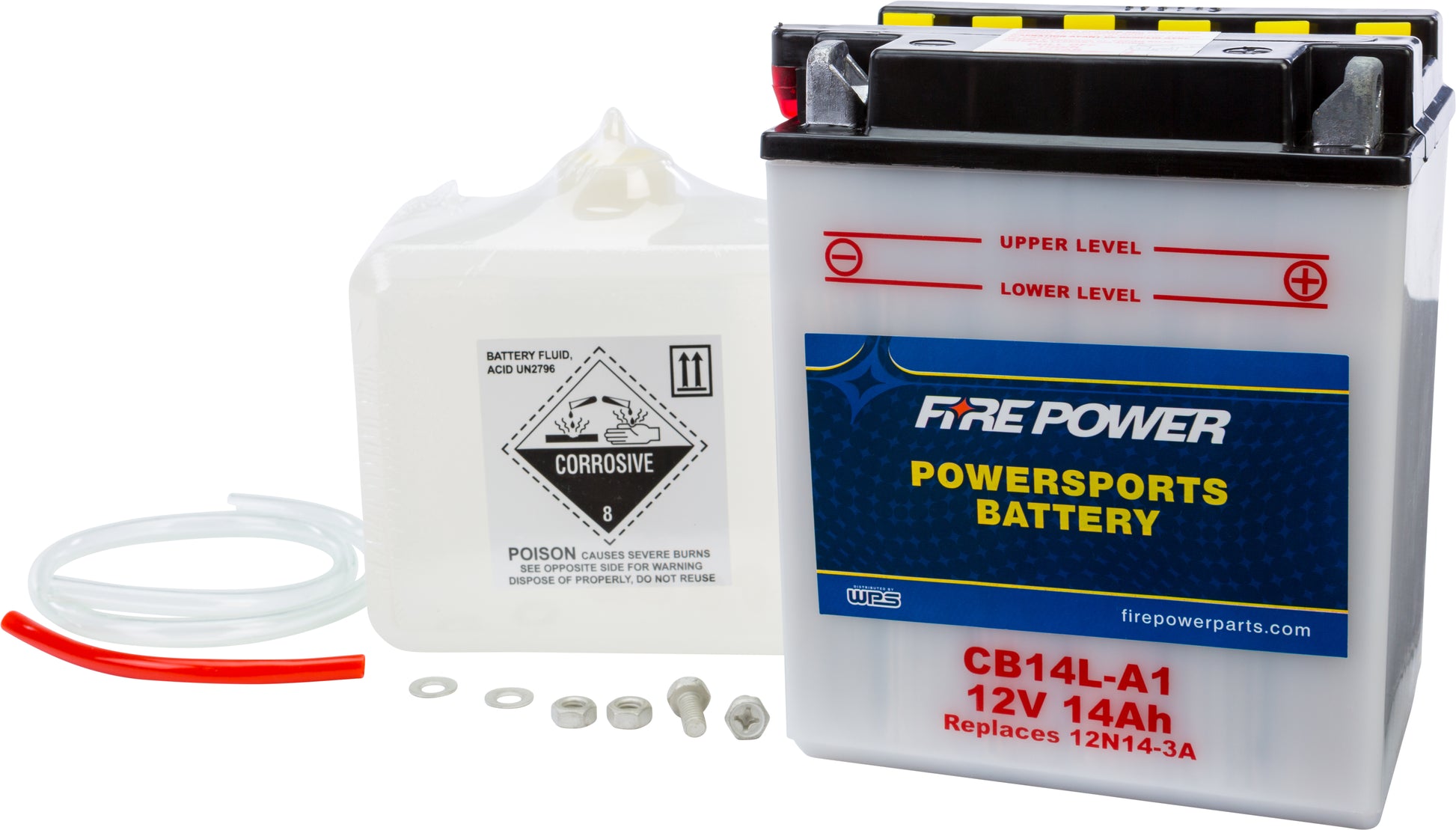 Fire Power CB14L - A1 12V Heavy Duty Motorcycle Battery with Acid Pack for Honda CB700SC Nighthawk S - Kelly Motorsports