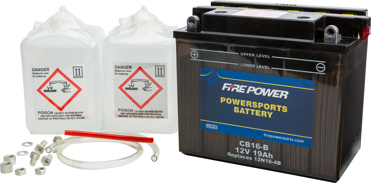 Fire Power CB16 - B 12V Heavy Duty Motorcycle Battery with Acid Pack for Harley Davidson FXR Super Glide - Kelly Motorsports