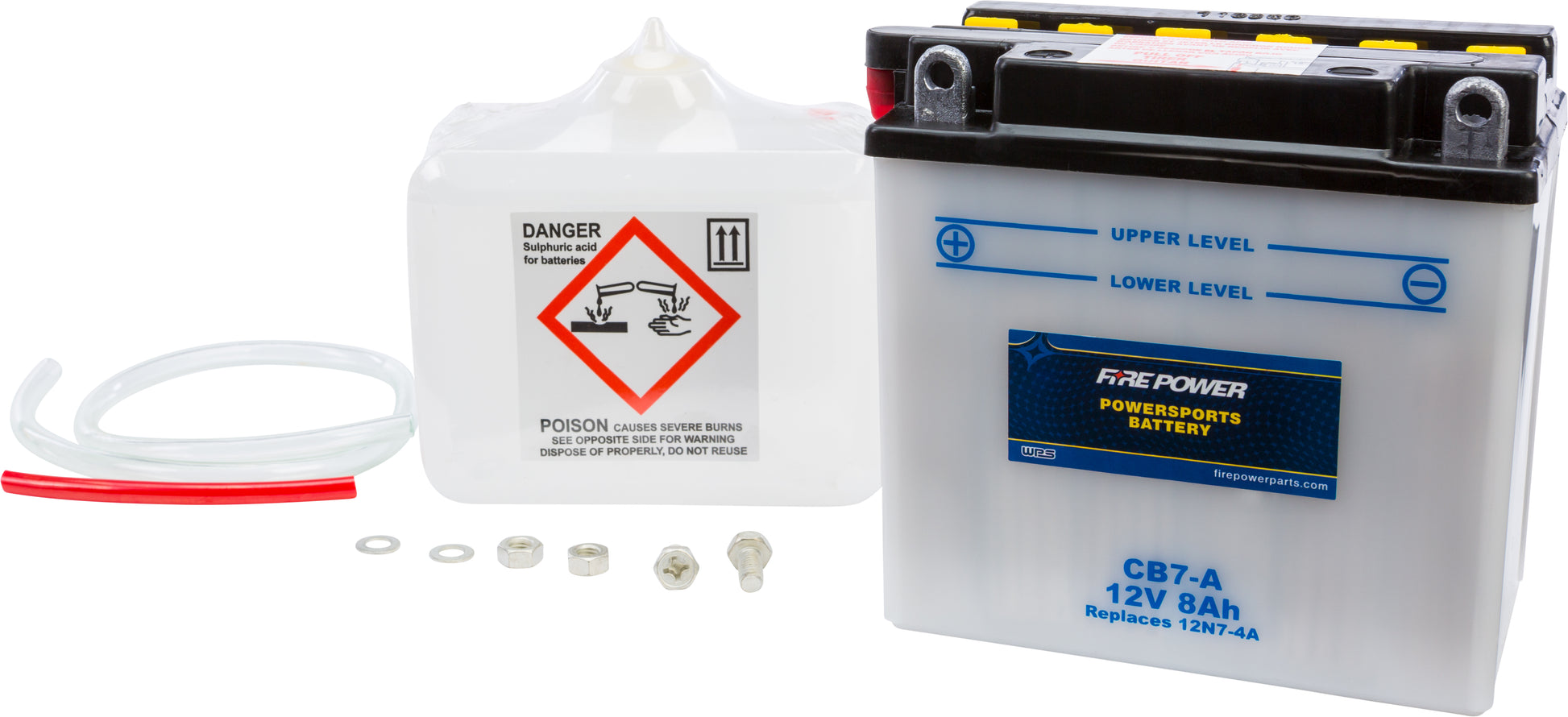 FIRE POWER CB7 - A 12V Heavy Duty Battery with Acid Pack for Suzuki GN125E and Arctic Cat Vehicles - Kelly Motorsports