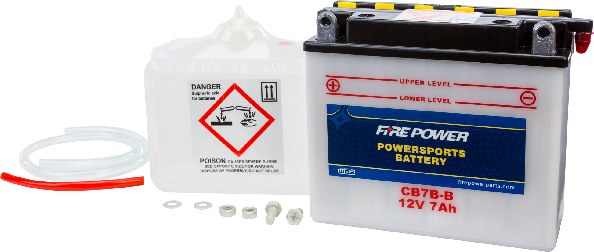 FIRE POWER CB7B - B 12V Heavy Duty Motorcycle Battery with Acid Pack for Yamaha TT - R225 (1999 - 2004) - Kelly Motorsports