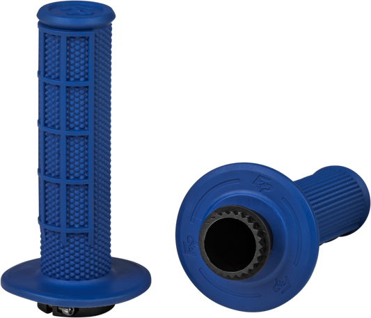 FIRE POWER Control MX Lock - On Grips Blue Half Waffle – Easy Installation, Durable Aluminum Ring - Kelly Motorsports