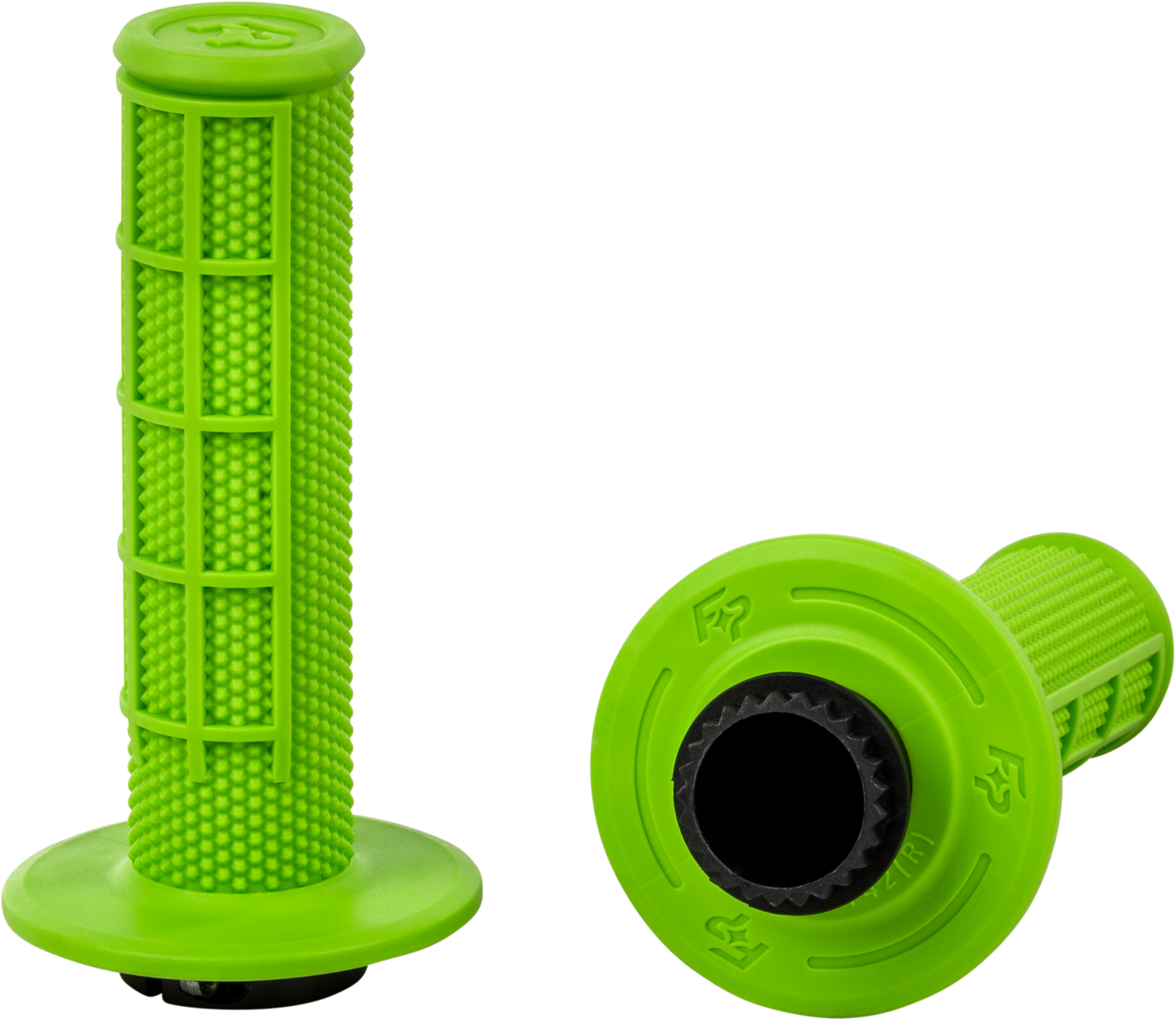 FIRE POWER Control MX Lock - On Grips Green Half Waffle - Easy Install, Secure Fit for Most Bikes - Kelly Motorsports