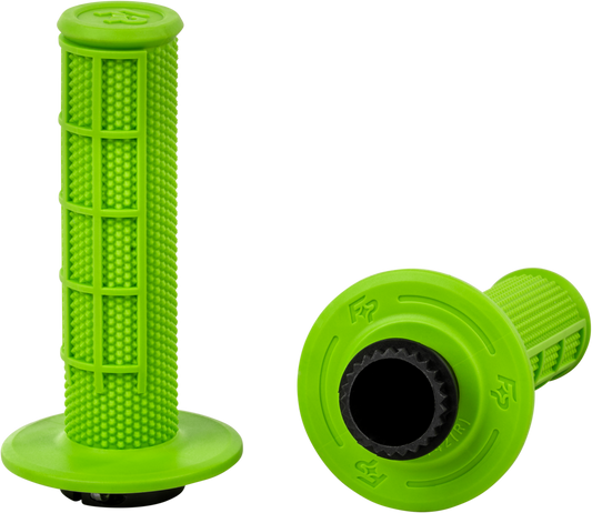 FIRE POWER Control MX Lock - On Grips Green Half Waffle - Easy Install, Secure Fit for Most Bikes - Kelly Motorsports
