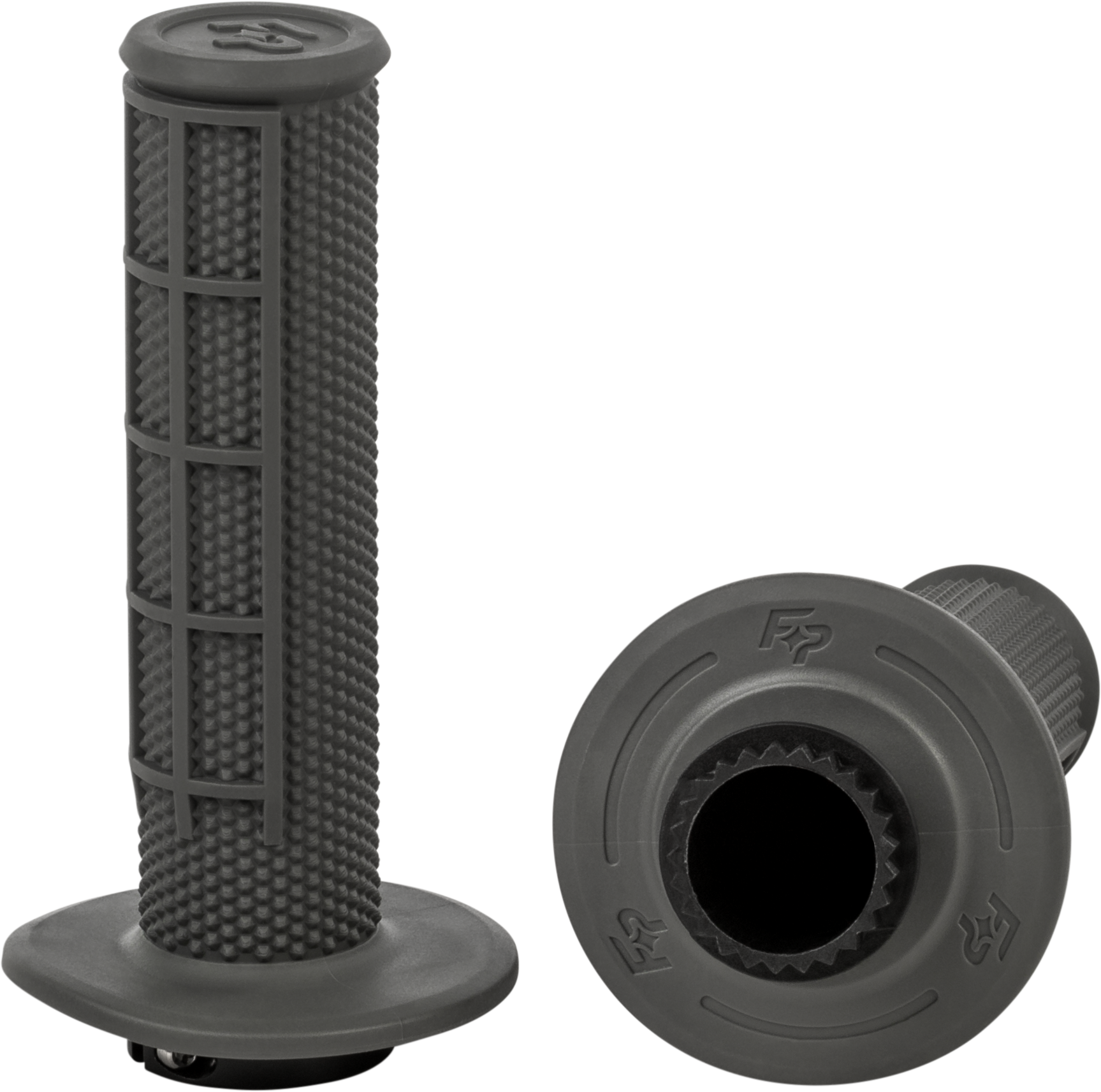 FIRE POWER Control MX Lock - On Grips Grey Half Waffle - Easy Installation and Secure Fit - Kelly Motorsports