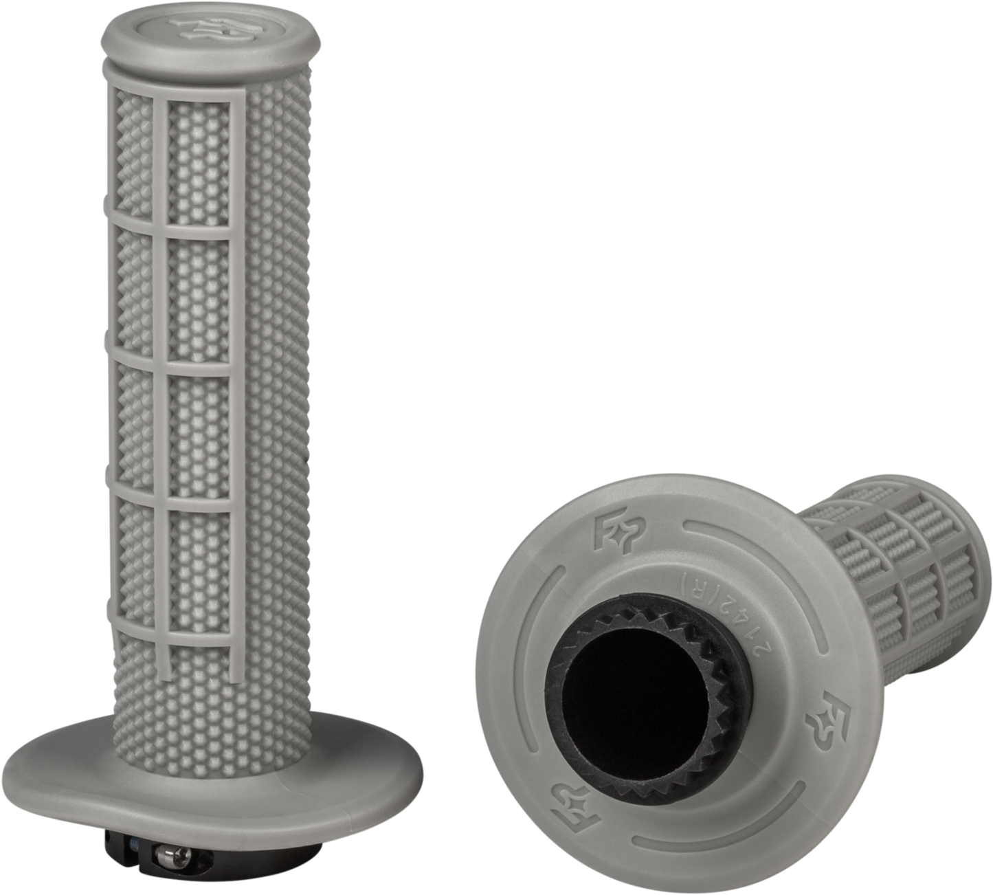FIRE POWER Control MX Lock - On Grips Light Grey (Soft) Half Waffle – Easy Install, Durable Aluminum Ring - Kelly Motorsports