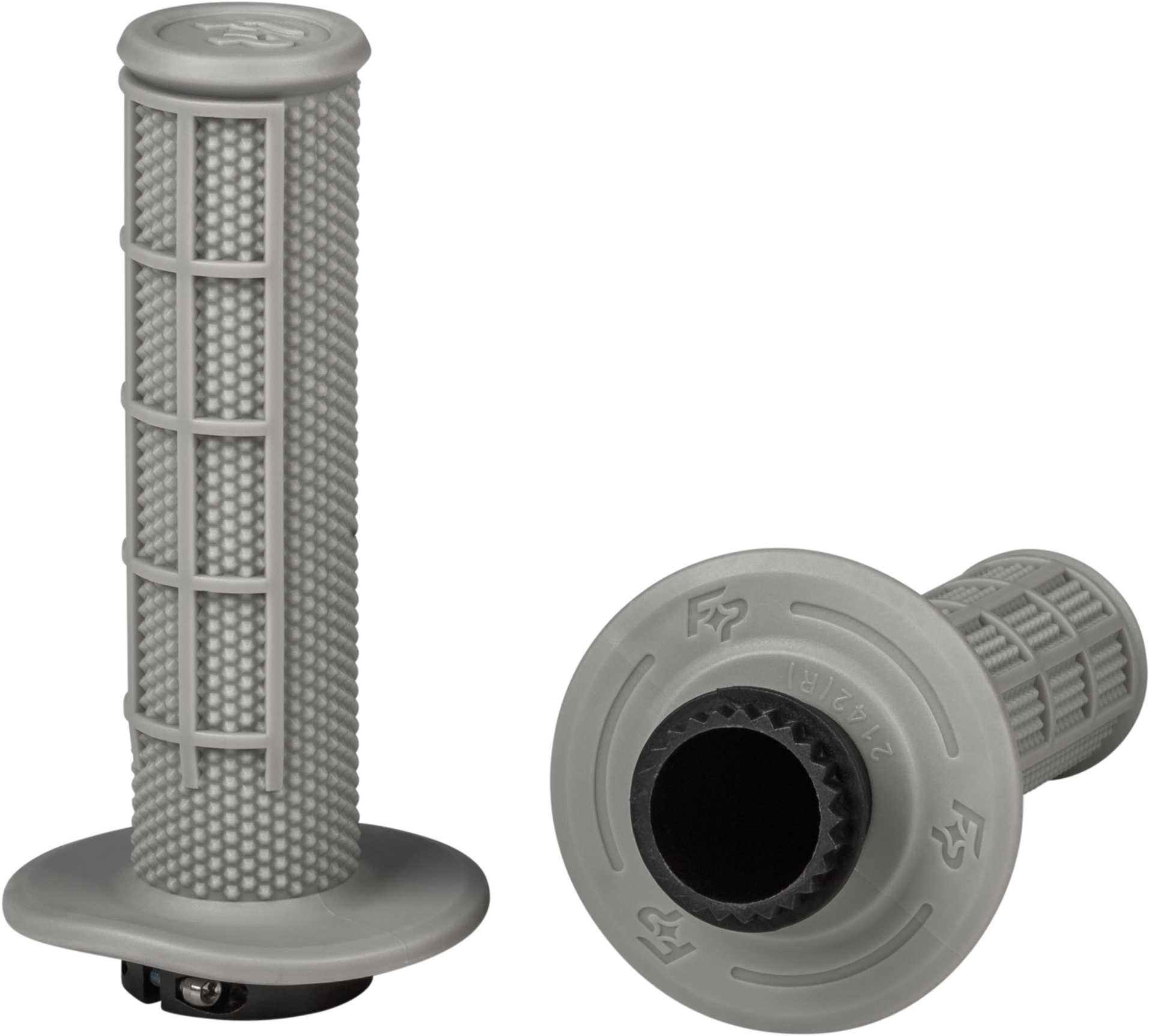 FIRE POWER Control MX Lock - On Grips Light Grey (Soft) Half Waffle – Easy Install, Durable Aluminum Ring - Kelly Motorsports