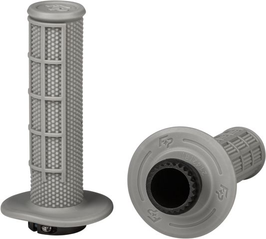 FIRE POWER Control MX Lock - On Grips Light Grey (Soft) Half Waffle – Easy Install, Durable Aluminum Ring - Kelly Motorsports