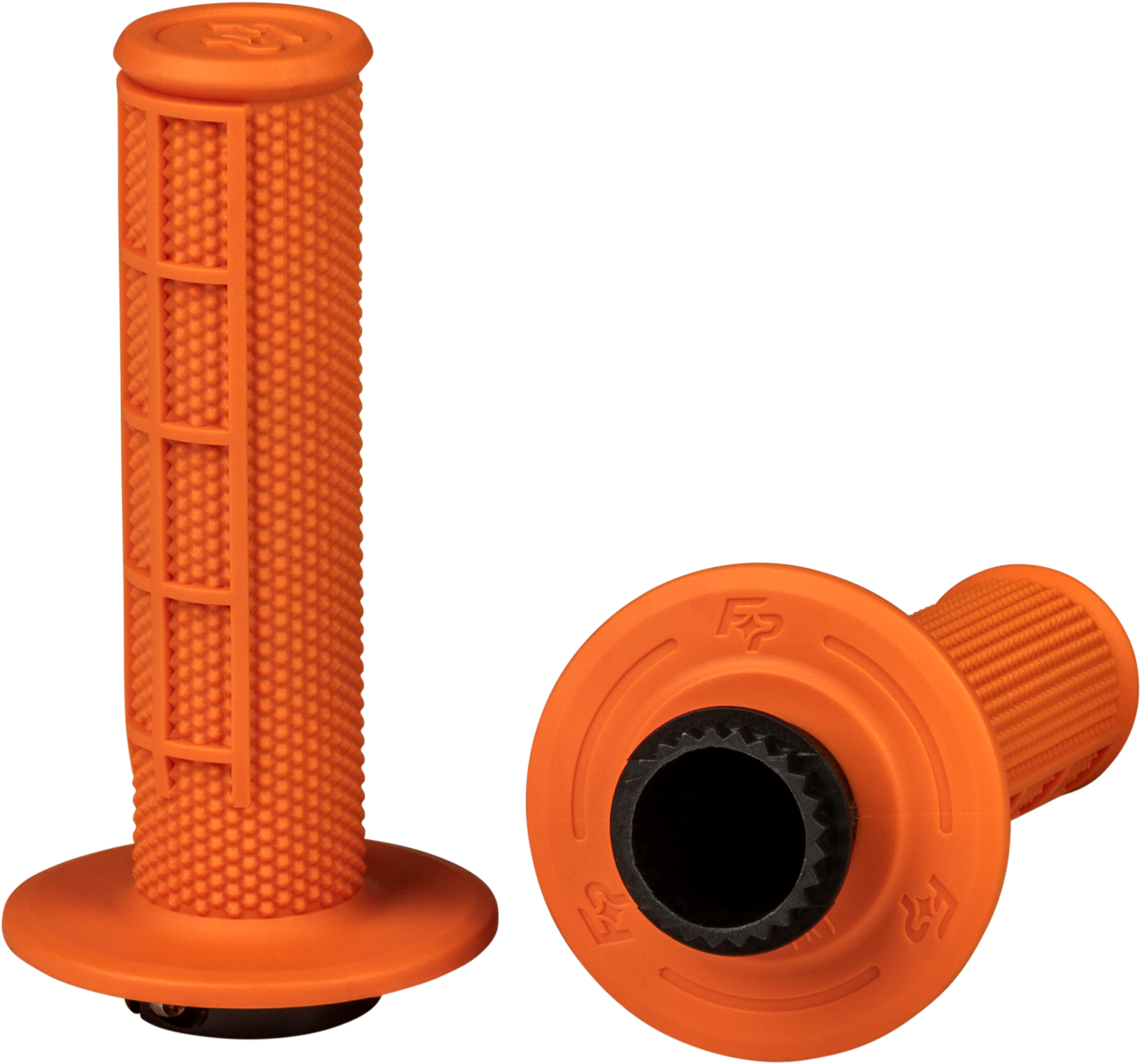 FIRE POWER Control MX Lock - On Grips Orange Half Waffle - Model 24 - 0207 - Kelly Motorsports