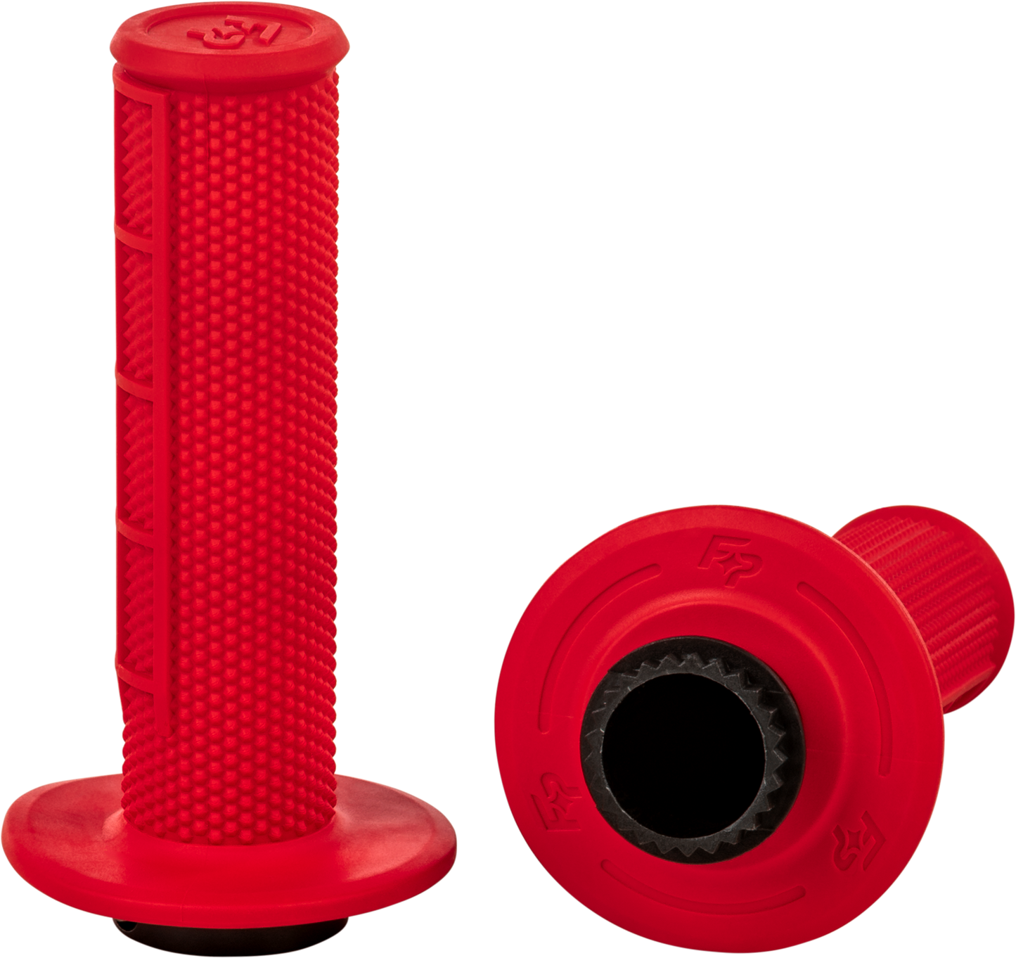 FIRE POWER Control MX Lock - On Grips Red Half Waffle - Easy Installation and Secure Fit - Kelly Motorsports
