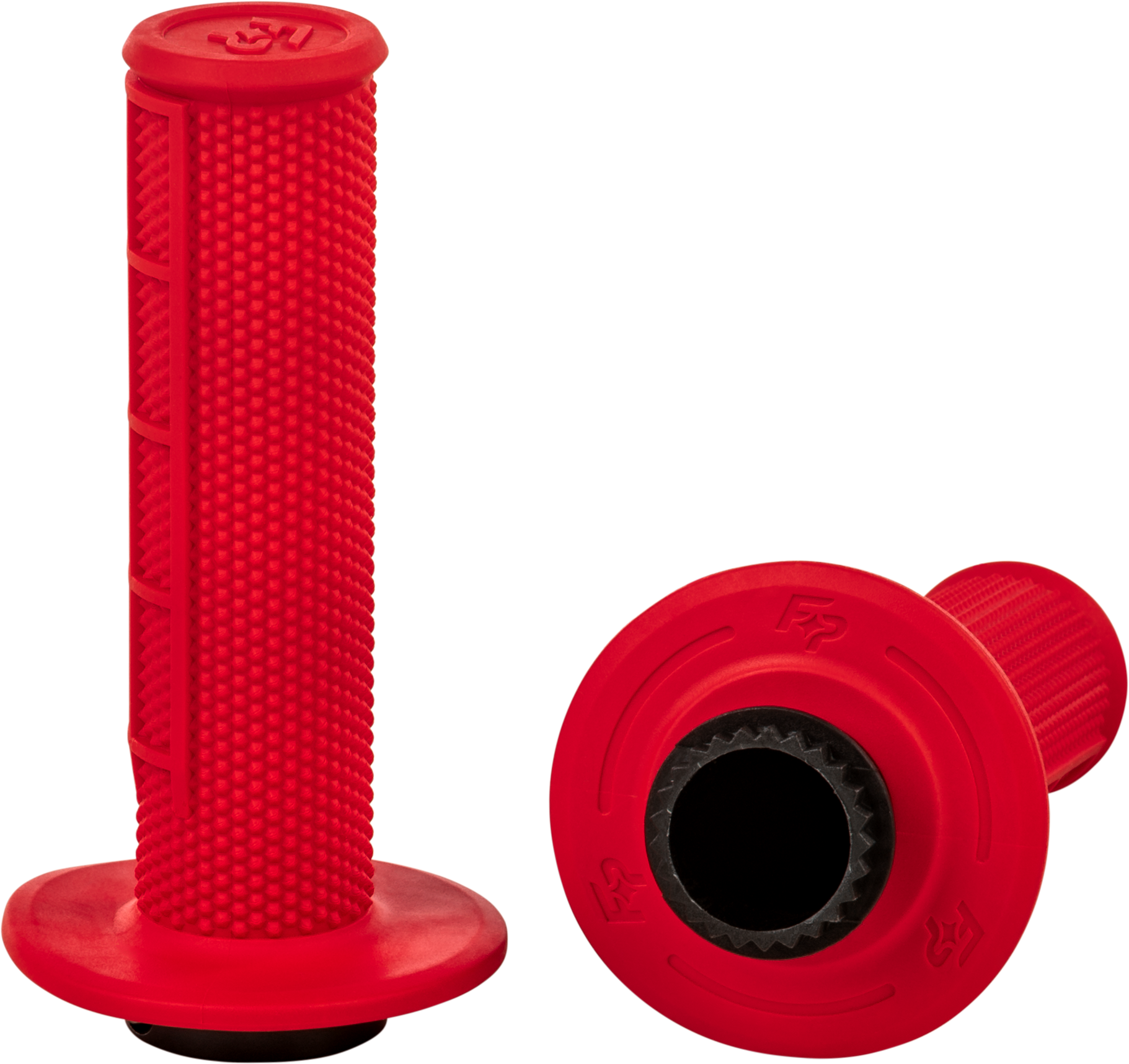 FIRE POWER Control MX Lock - On Grips Red Half Waffle - Easy Installation and Secure Fit - Kelly Motorsports
