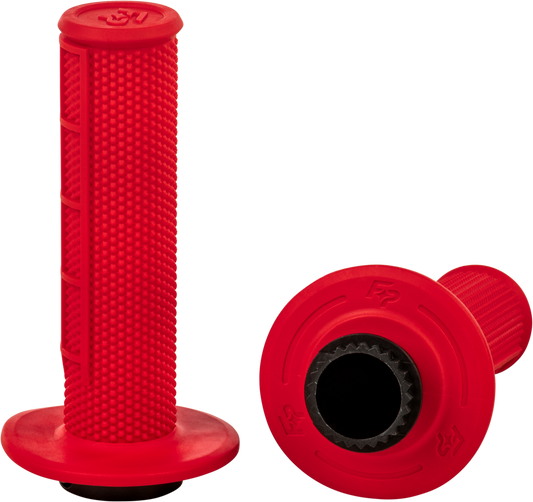 FIRE POWER Control MX Lock - On Grips Red Half Waffle - Easy Installation and Secure Fit - Kelly Motorsports