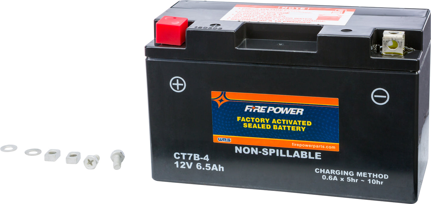 FIRE POWER CT7B - 4 Sealed Factory Activated Motorcycle Battery for Ducati and Yamaha Models - Kelly Motorsports