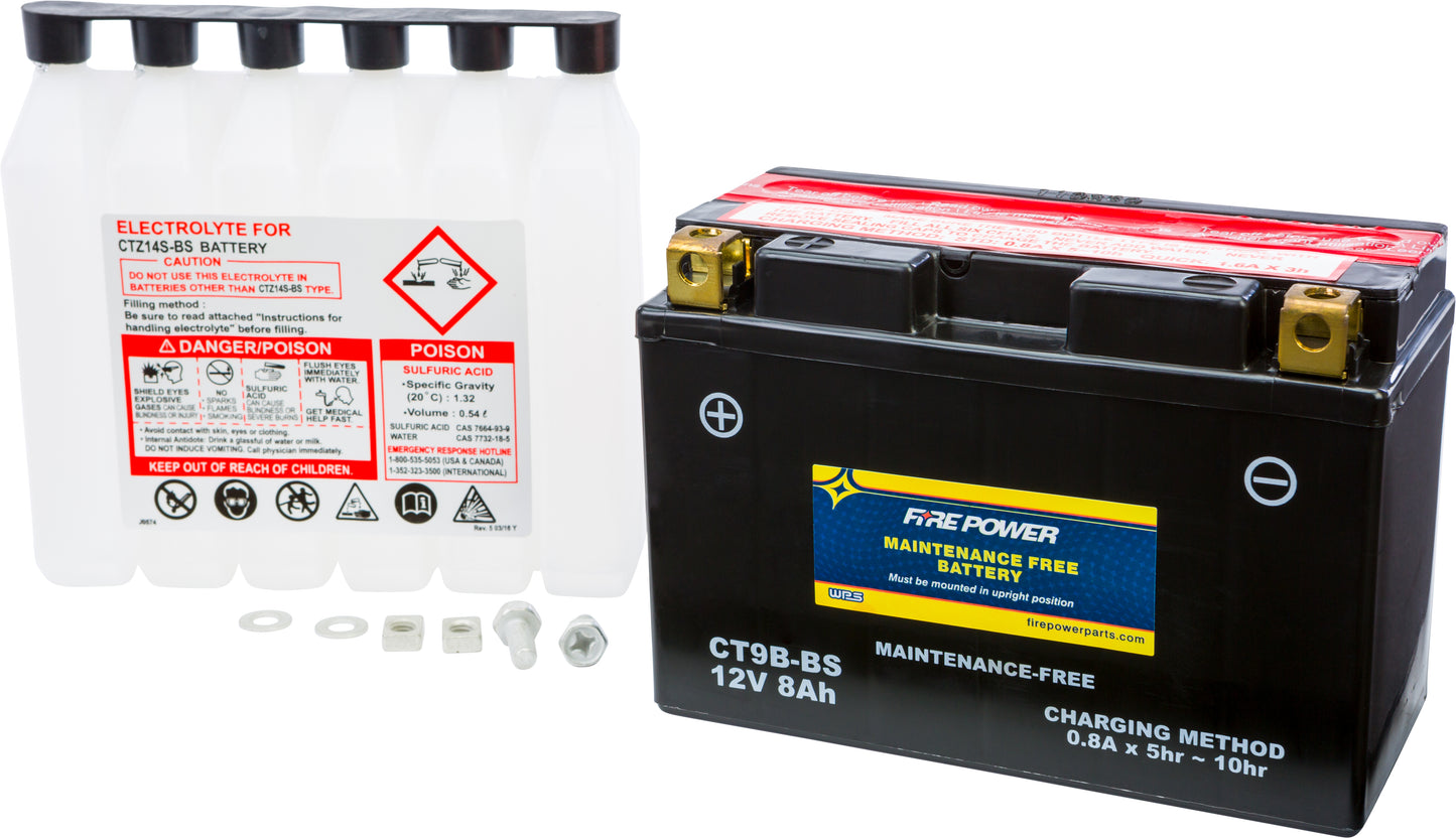 Fire Power CT9B - BS Maintenance Free Sealed 12V Battery for Yamaha YFM700 Raptor and Raptor SE - Kelly Motorsports