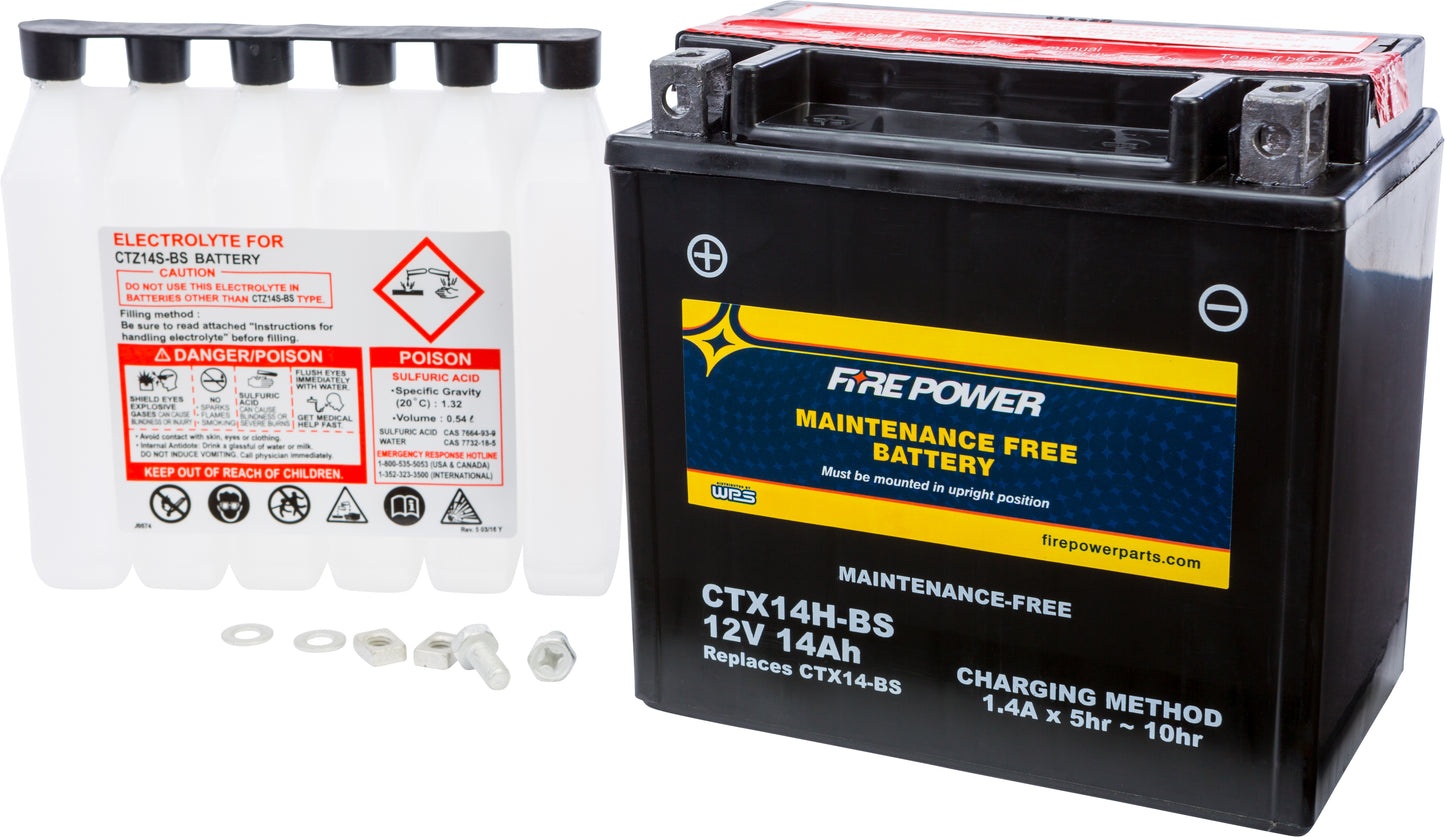 Fire Power CTX14H - BS Sealed Maintenance - Free Motorcycle and ATV Battery - Kelly Motorsports