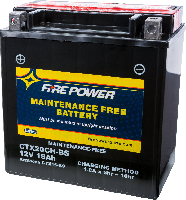 FIRE POWER CTX20CH - BS Maintenance Free Sealed 12V Battery for Polaris ATVs and Motorcycles - Kelly Motorsports