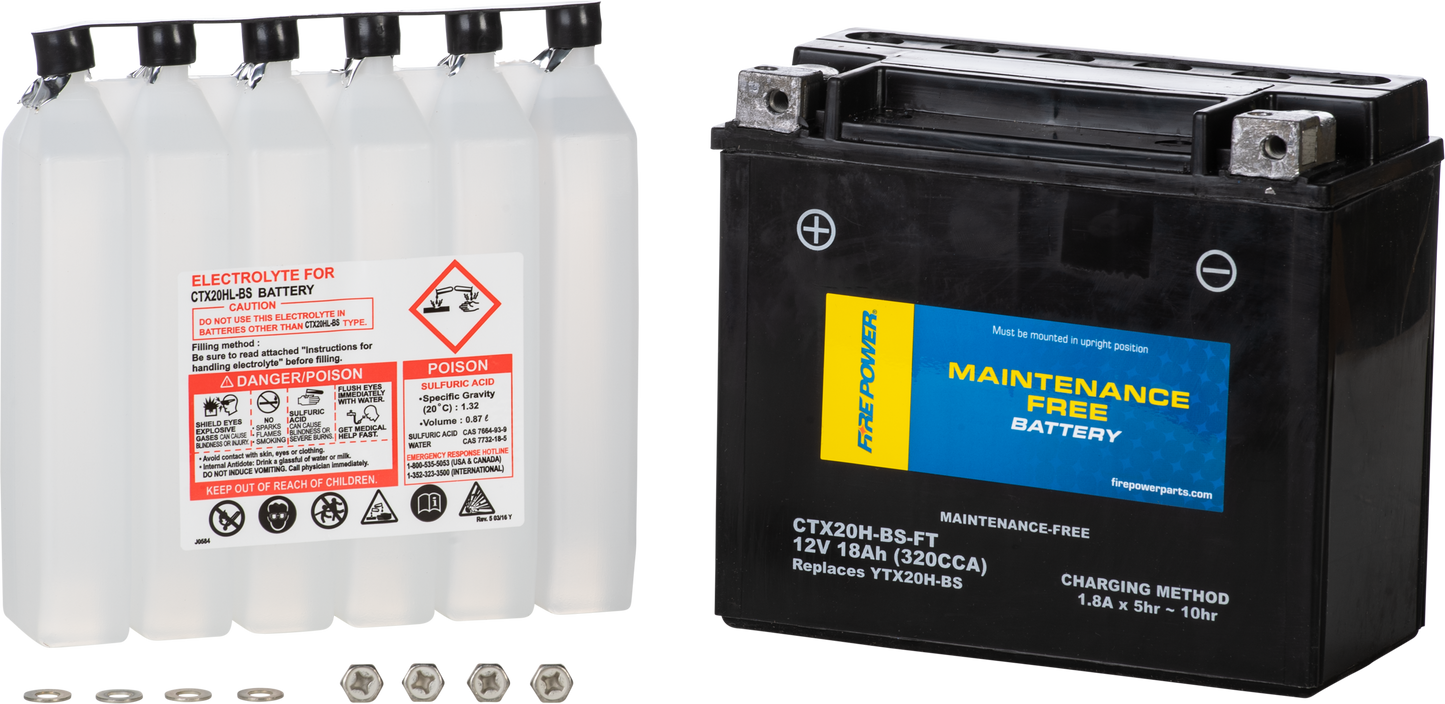 FIRE POWER CTX20H - BS - Ft Maintenance - Free Sealed Battery for Arctic Cat ATVs and Side - by - Side Vehicles - Kelly Motorsports