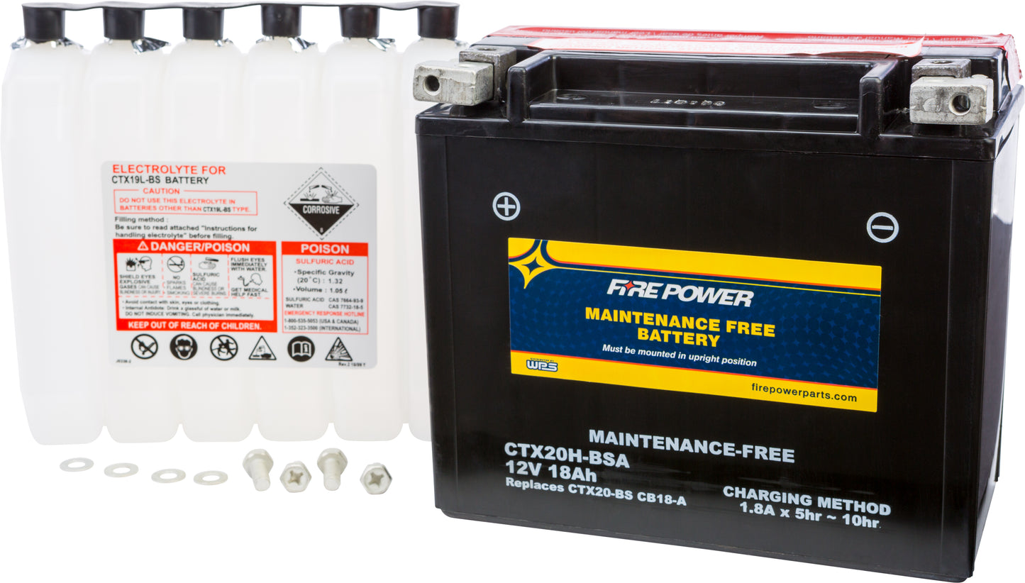 Fire Power CTX20H - BSA Maintenance Free Sealed Battery for Arctic Cat and ATV Models - Kelly Motorsports