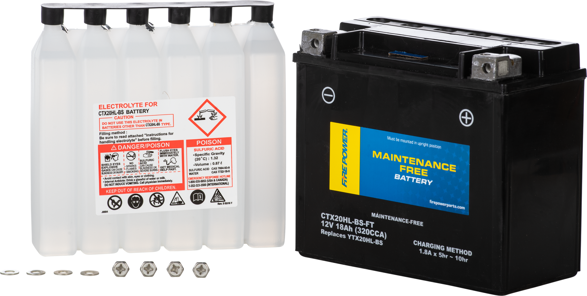 Fire Power CTX20HL - BS - Ft Maintenance - Free Sealed 12V Motorcycle and ATV Battery - Kelly Motorsports