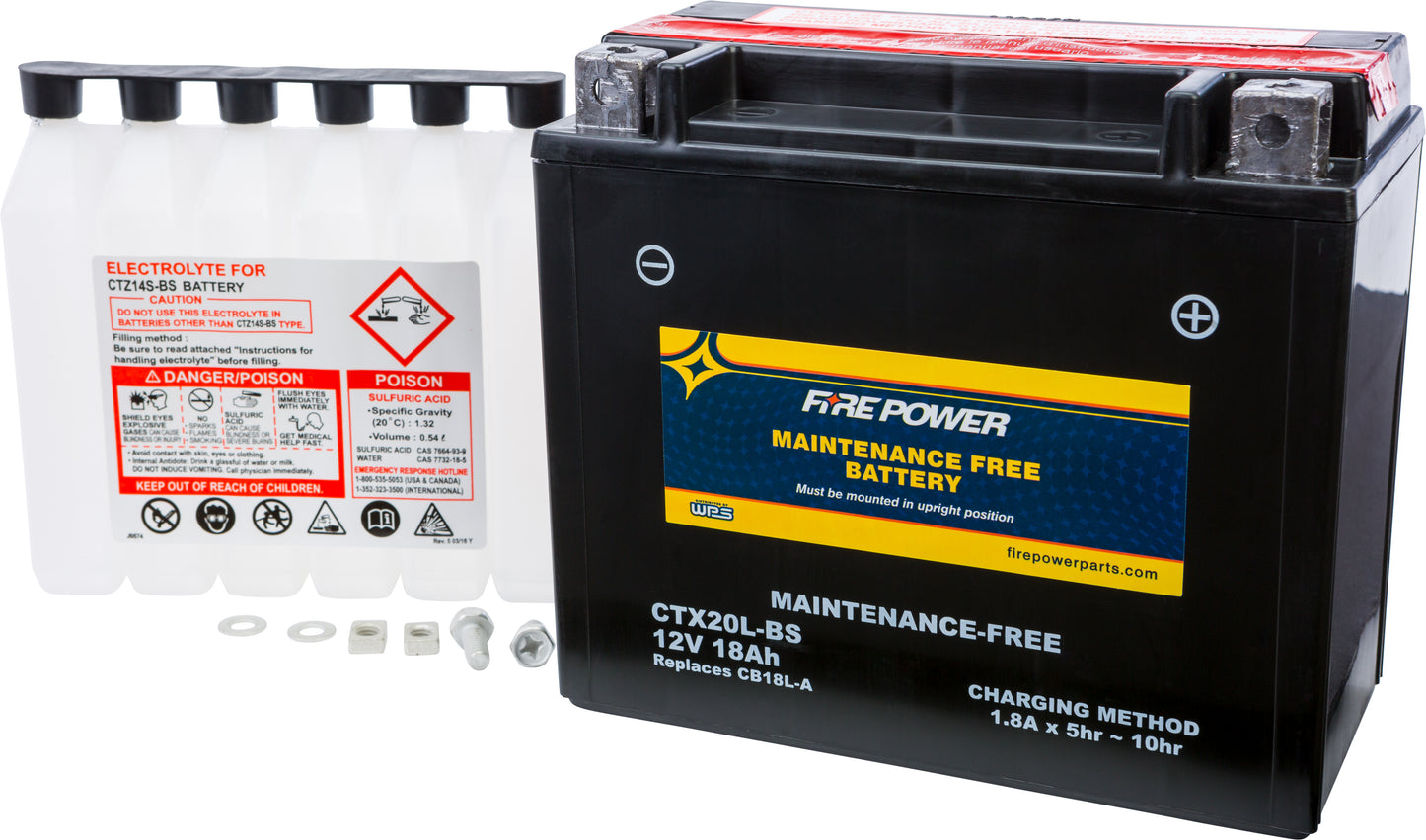 Fire Power CTX20L - BS Maintenance Free Sealed Motorcycle and ATV Battery - Kelly Motorsports
