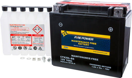 Fire Power CTX20L - BS Maintenance Free Sealed Motorcycle and ATV Battery - Kelly Motorsports