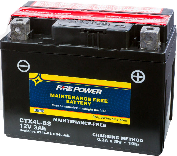 FIRE POWER CTX4L - BS Maintenance Free Sealed 12V Motorcycle and ATV Battery - Kelly Motorsports
