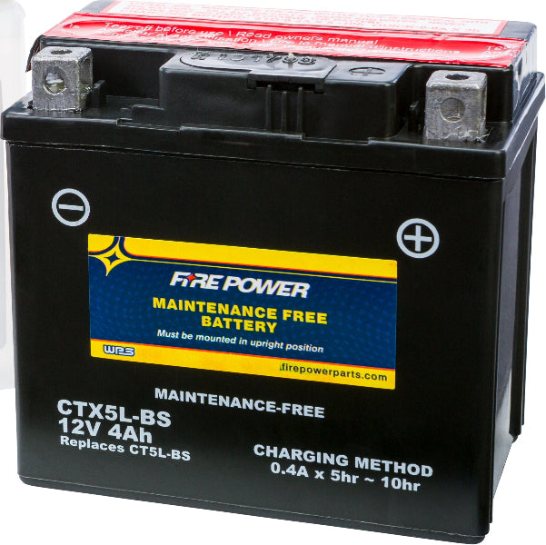 FIRE POWER Ctx5L - BS Maintenance Free Battery for Yamaha YW50FX Zuma, Polaris Outlaw 110, and Yamaha YFZ50 - Kelly Motorsports