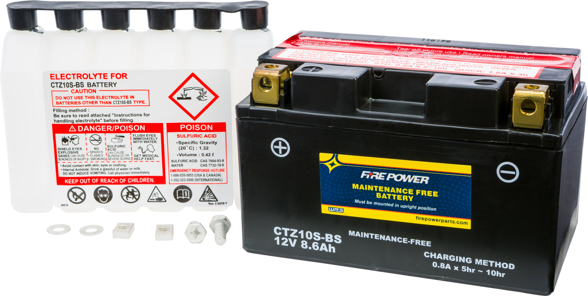 Fire Power CTZ10S - BS Maintenance Free Sealed Motorcycle and ATV Battery - Kelly Motorsports