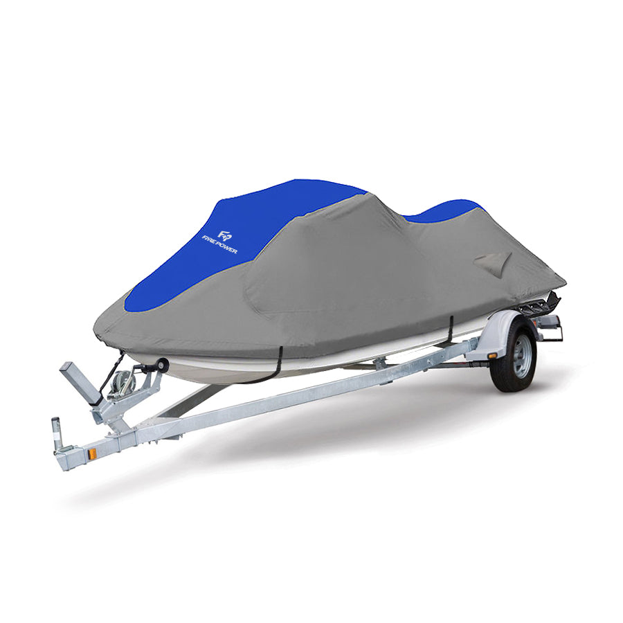 FIRE POWER Elite Series PWC Cover Large Grey/Blue 116 to 135 Inches – Waterproof Marine Cover with UV Protection - Kelly Motorsports