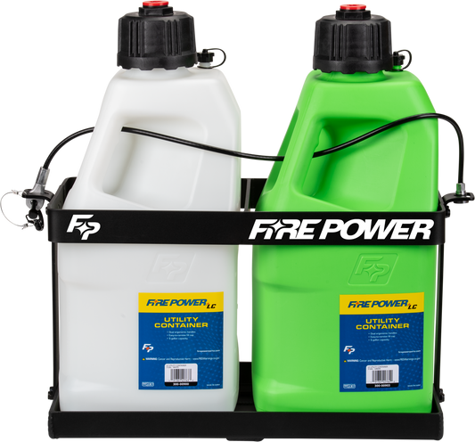 Fire Power LC 5 Gallon Utility 2 Jug Rack - Heavy Duty Aluminum with Lockable Retention Cable - Kelly Motorsports